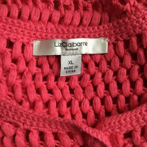 Liz Claiborne‎ New York Crochet Cardigan Pink XL - Picture 3 of 3